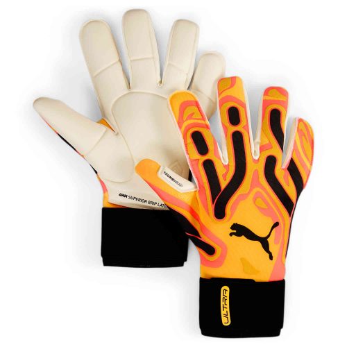 Puma Ultra Ultimate Hybrid Goalkeeper Gloves - Sunset Glow & Sun Stream with Black
