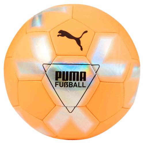 PUMA Cage Practice Soccer Ball – Neon Citrus & Diamond Silver with Black