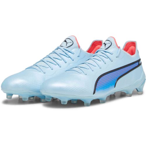 Puma King Ultimate FG Firm Ground – Silver Sky & Black with Fire Orchid
