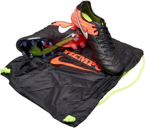 Nike Tiempo Legend VI FG Black and Hyper Orange Nike Tiempo Soccer Shoes