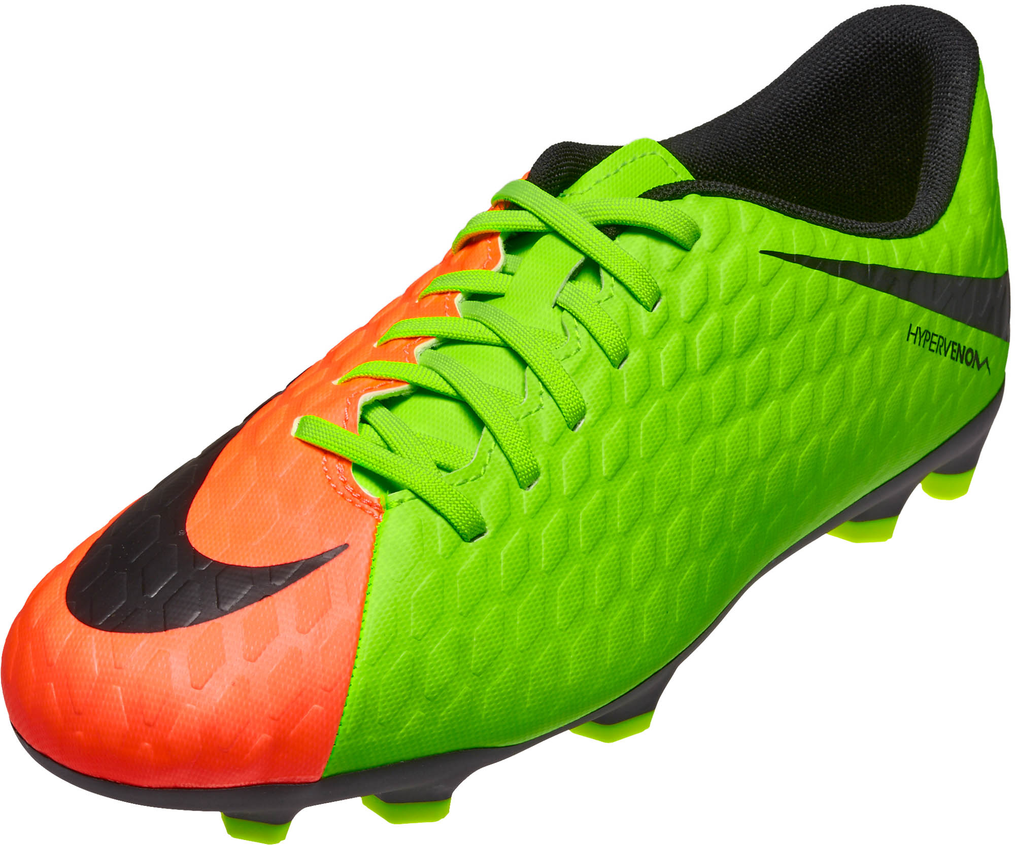 orange and green soccer cleats