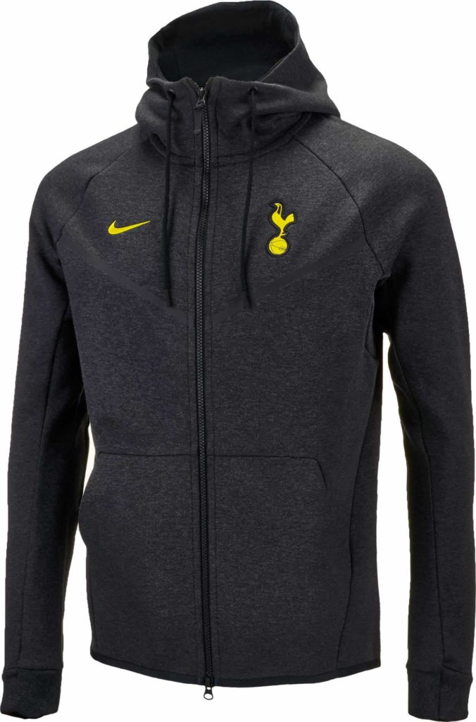 Nike Tottenham Tech Fleece Windrunner Jacket - Black Heather & Opti Yellow