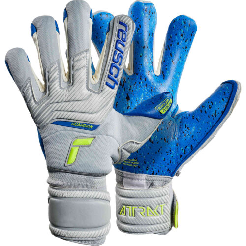 Reusch Attrakt Fusion Ortho-Tec Guardian Goalkeeper Gloves – Vapor Grey & Safety Yellow with Deep Blue