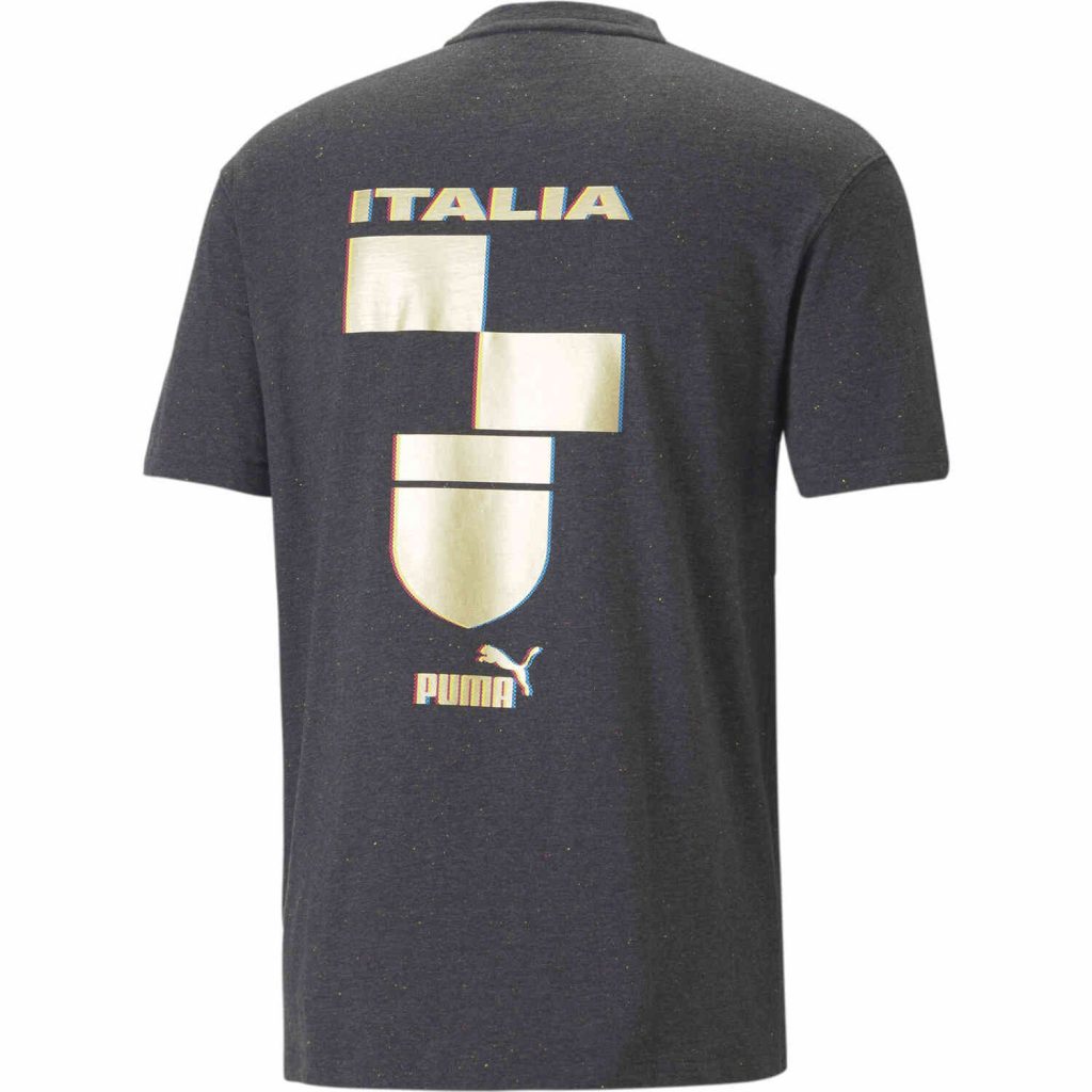 PUMA Italy Ftbl Culture Tee - Dark Grey Heather/Team Gold - SoccerPro