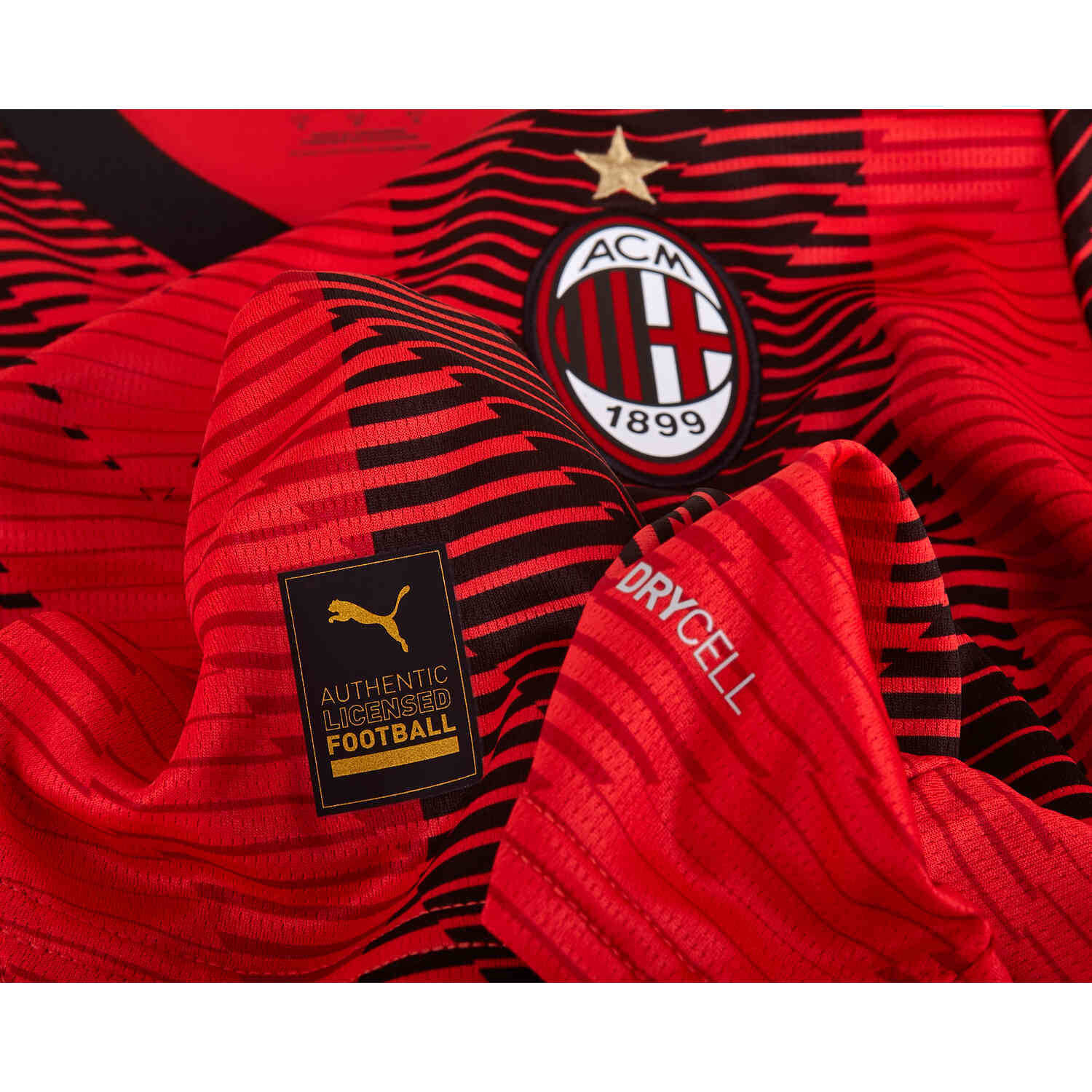 A.C. Milan Fly Emirates Soccer Jersey Mens Size Medium Red Black Stripes