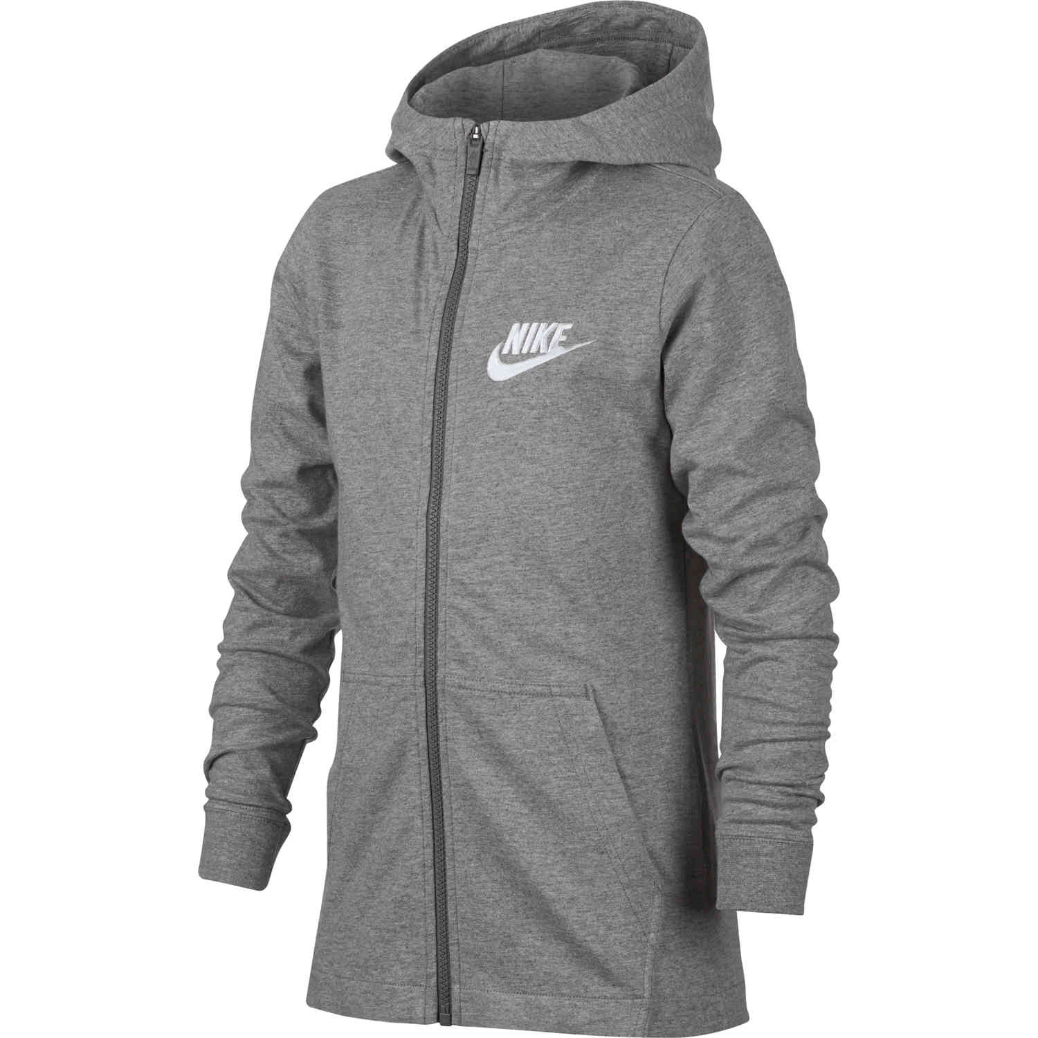 Kids Nike Sportswear Full-zip Hoodie - Dark Grey Heather - SoccerPro