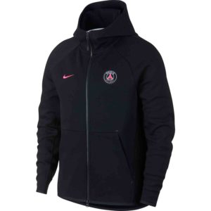 Nike PSG Techfleece Hoodie - Black/Hyper Pink - SoccerPro