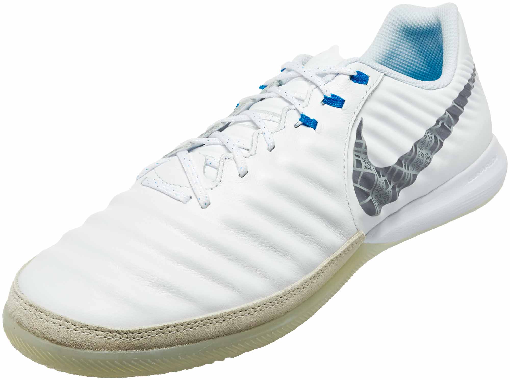 Nike Tiempo LegendX 7 Pro IC - White/Metallic Cool Grey/Blue Hero -  SoccerPro