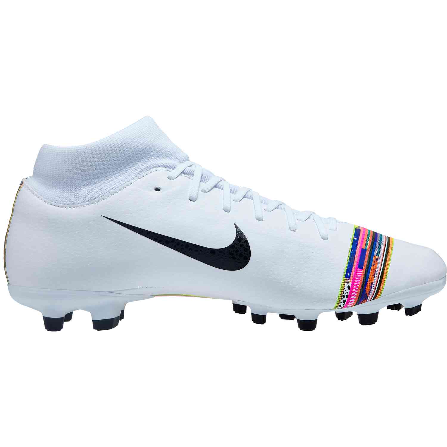 mercurial superfly 6 academy lvl up mg white/black unisex soccer cleat