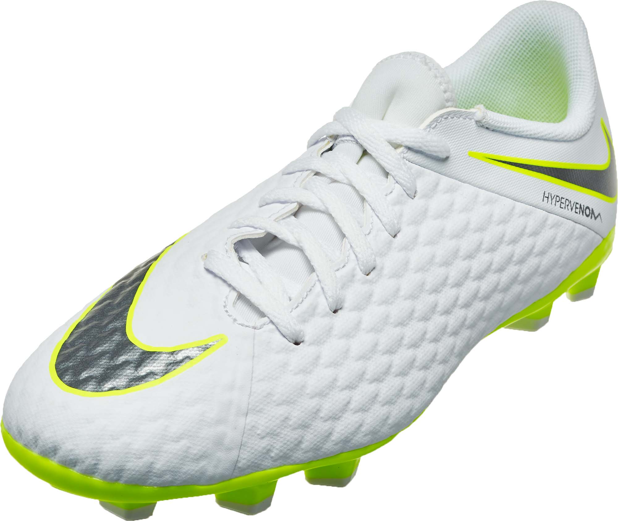 Nike Hypervenom Phantom 3 Academy FG - Youth - White/Volt - SoccerPro