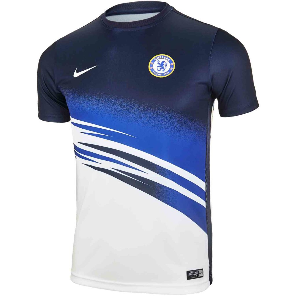 Kids Nike Chelsea Pre-match Training Top - White/Obsidian - SoccerPro