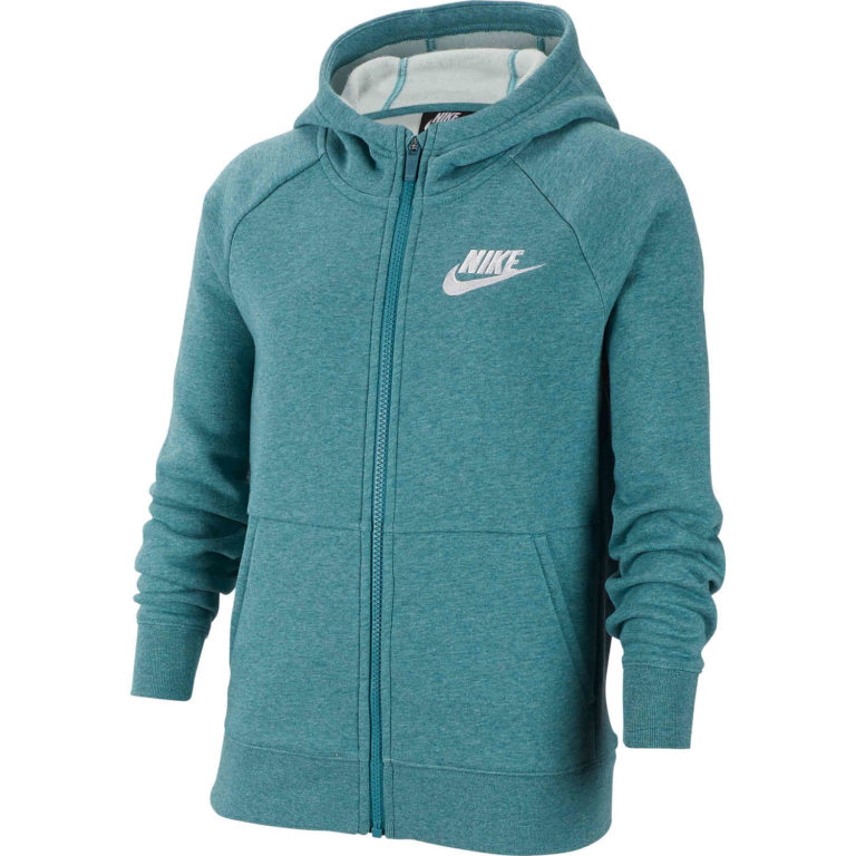 Girls Nike Fleece Full-zip Hoodie - Mineral Teal - SoccerPro