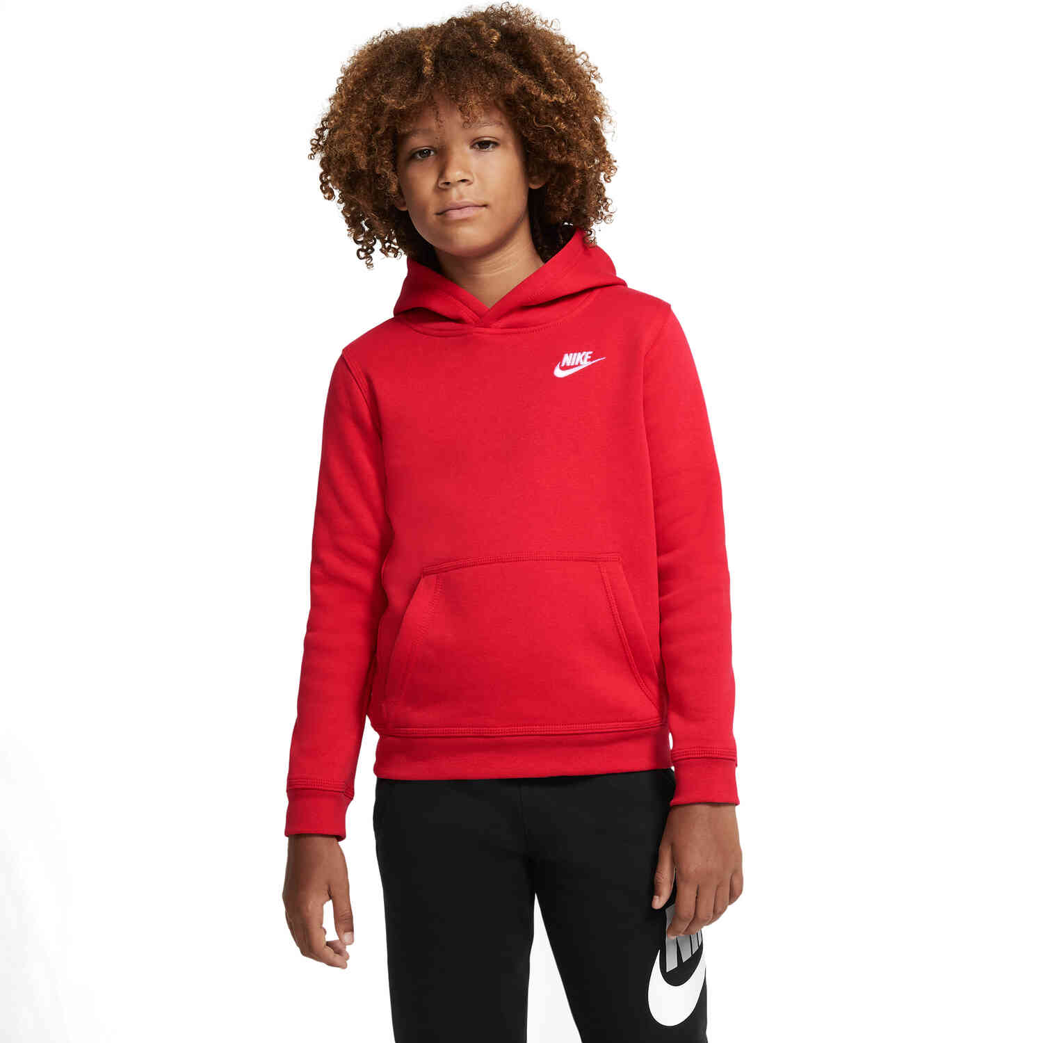 Kids Nike Sportswear Pullover Hoodie - University Red - SoccerPro