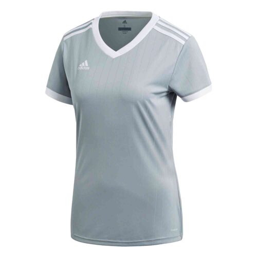 Womens adidas Tabela 18 Jersey - Light Grey/White - SoccerPro