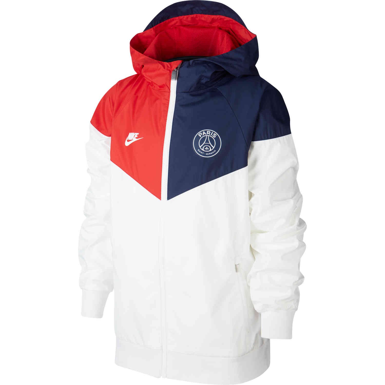 Kids Nike PSG Woven Windrunner Jacket - White/Midnight Navy 