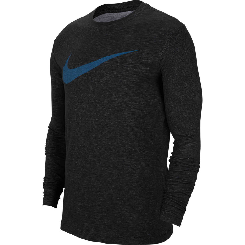 Nike Dri-Fit Cotton L/S Swoosh Tee - Black - SoccerPro