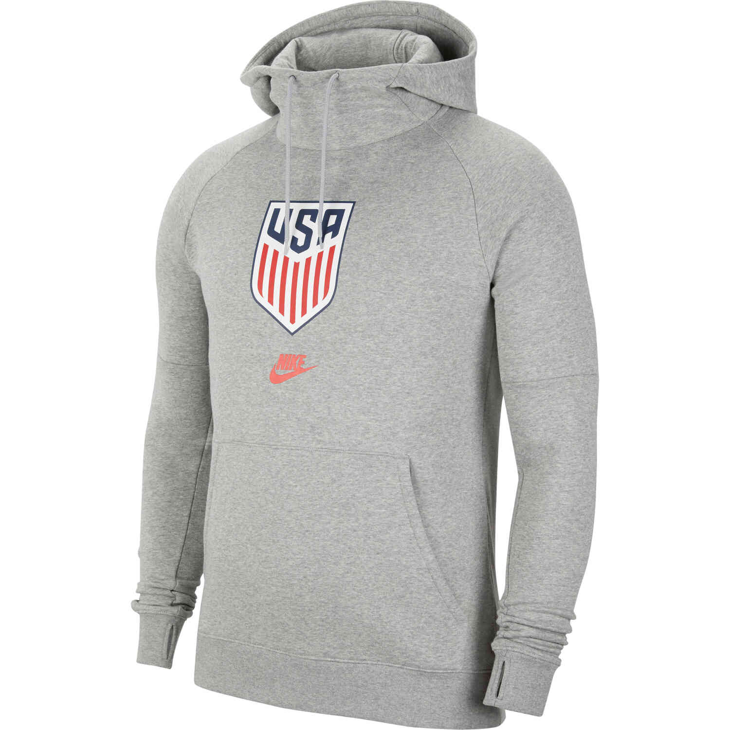 Nike USA Fleece Hoodie - Dk Grey Heather/Speed Red - SoccerPro