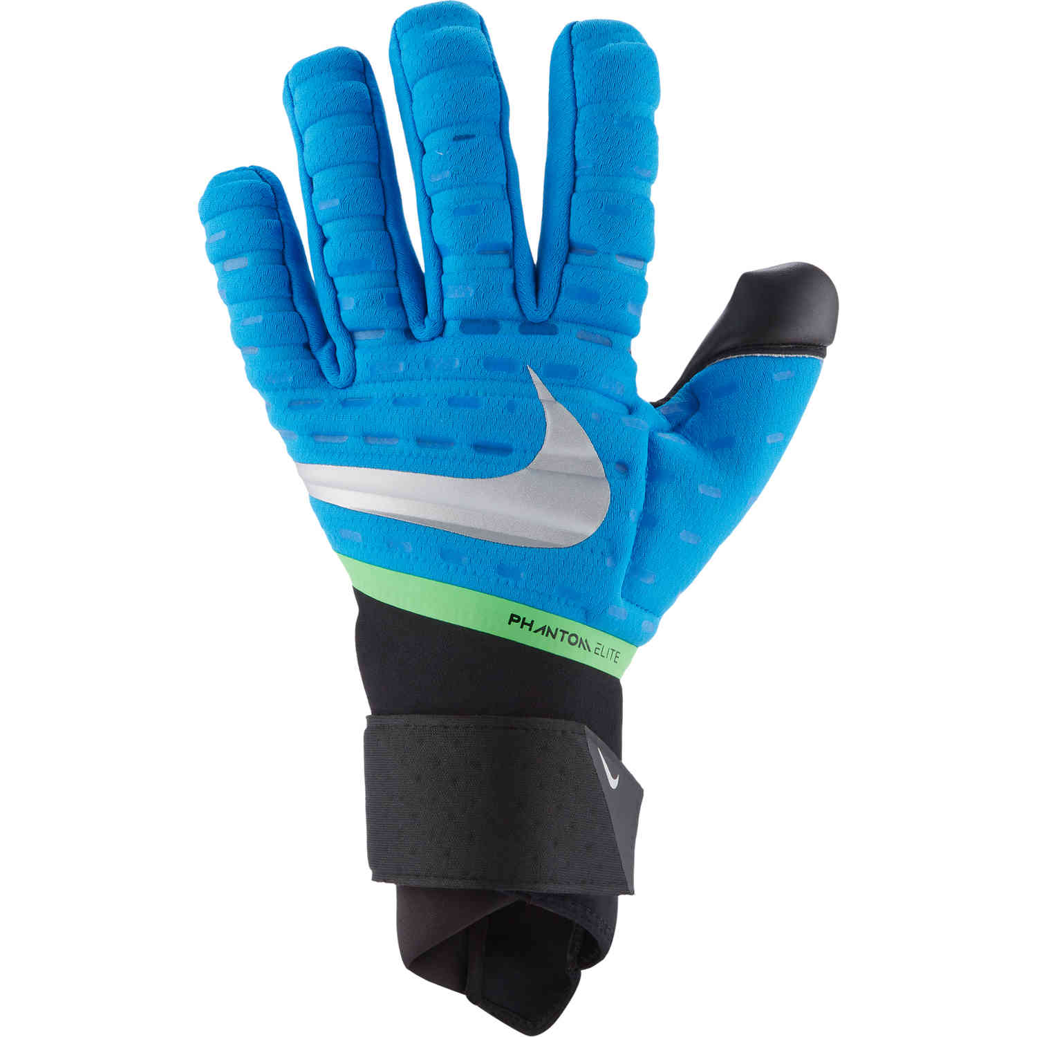 Nike Phantom Elite Goalkeeper Gloves - Photo Blue & Black with Silver ...