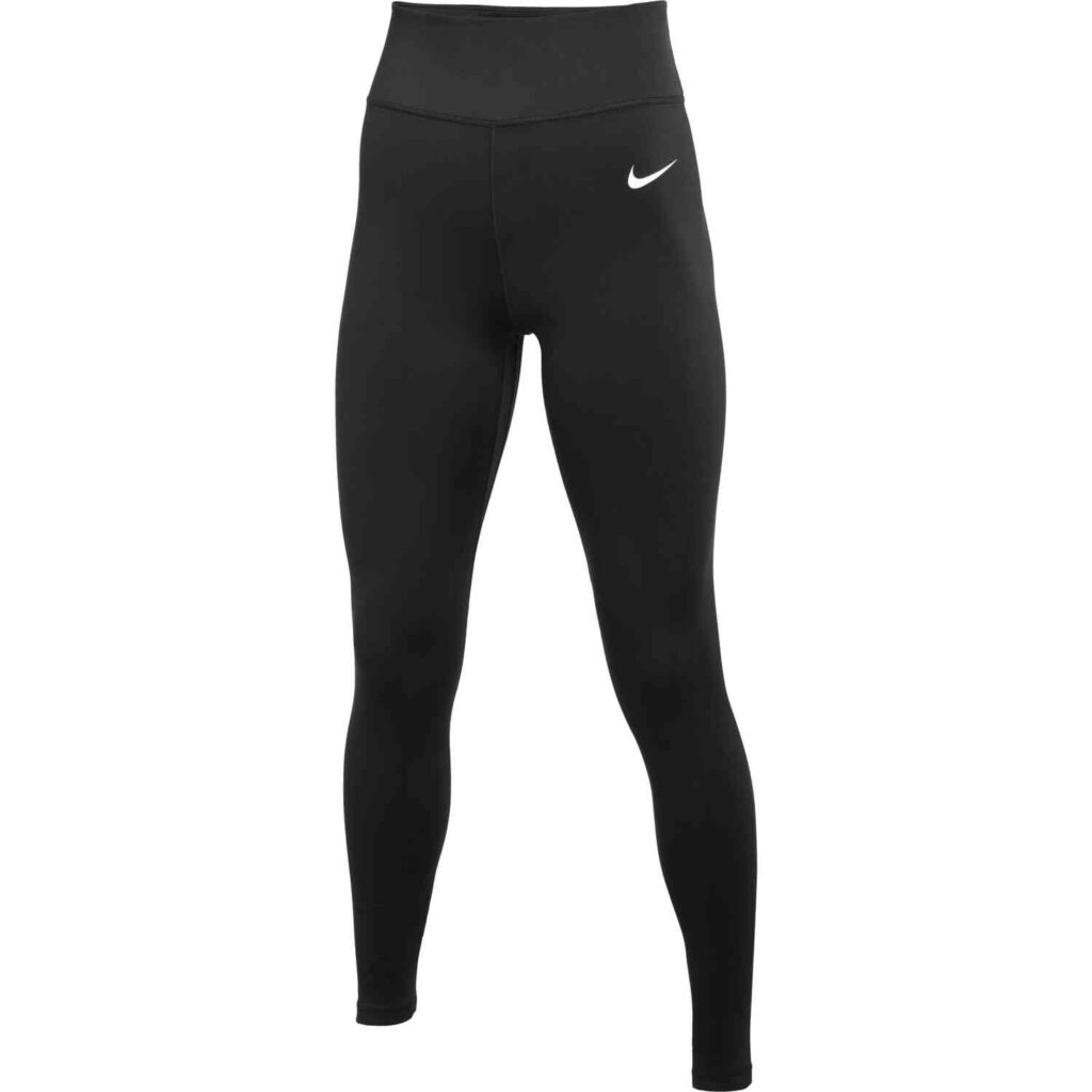 Womens Nike One Mid-Rise Tights - Black/White - SoccerPro