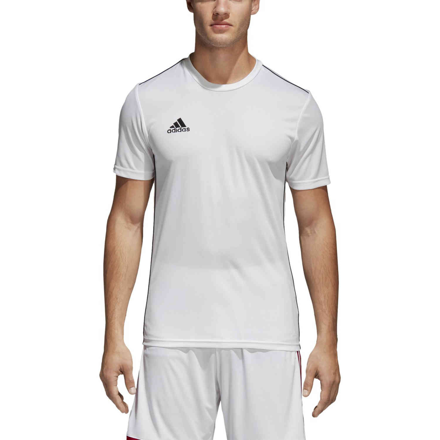 adidas Core 18 Training Jersey - White/Black - SoccerPro