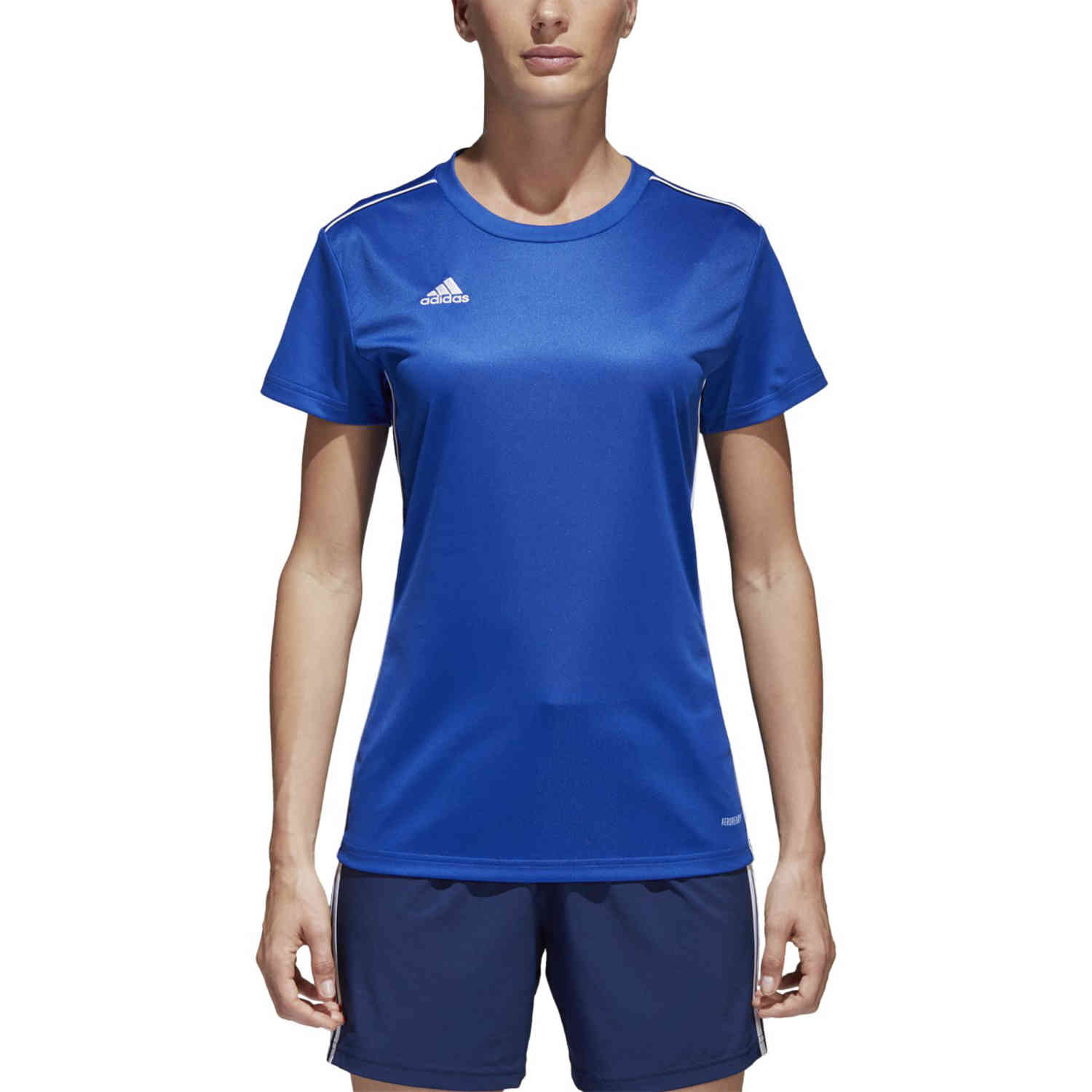 Womens adidas Core 18 Training Jersey - Bold Blue/White - SoccerPro