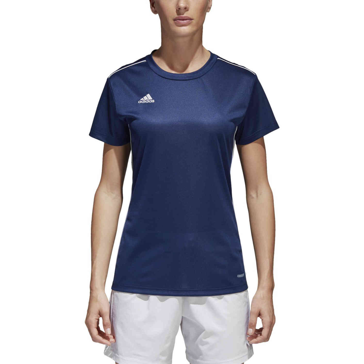Womens adidas Core 18 Training Jersey - Dark Blue/White - SoccerPro