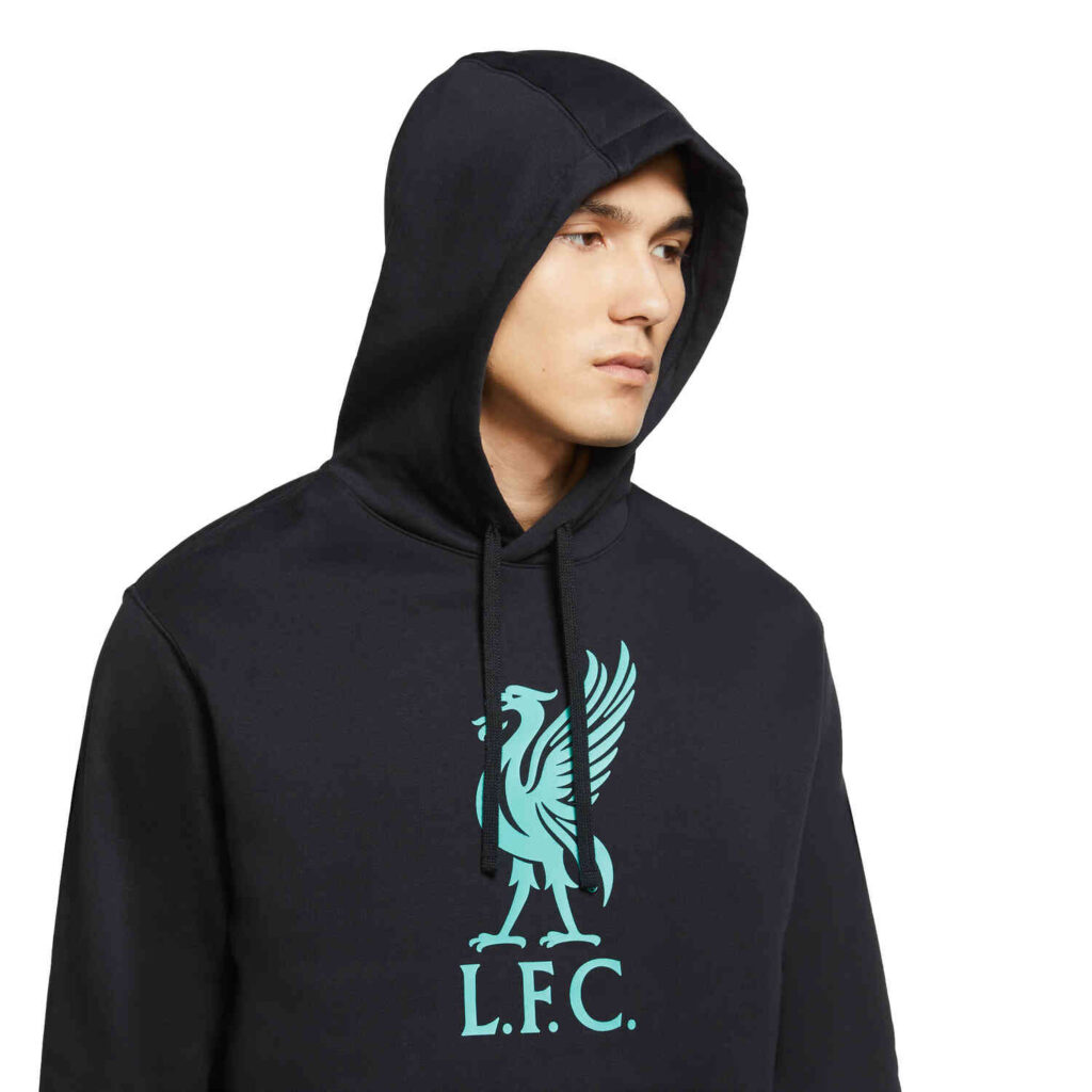 Nike Liverpool Pullover Hoodie - Black/Hyper Turq - SoccerPro