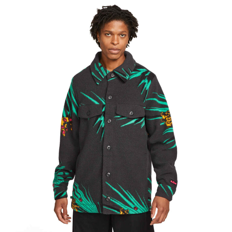 Nike x LBJ Tropical Sherpa Button-up Jacket - Dark Smoke Grey - SoccerPro