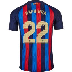 Nike Barcelona Raphinha Home Jersey 23/24 w/ La Liga Champions Patches (Noble Red/Loyal Blue) Size S