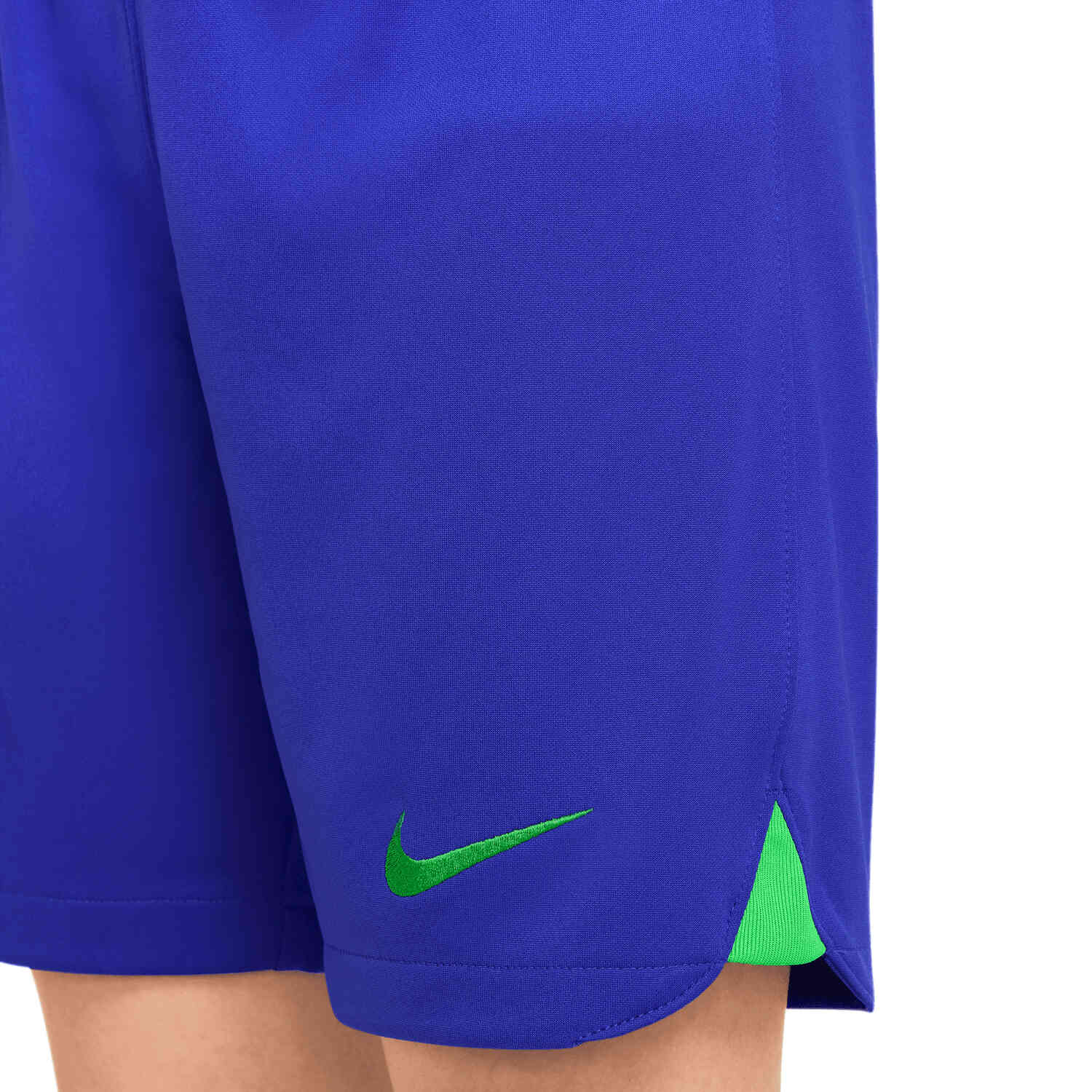 Kids Nike Brazil Home Shorts - Paramount Blue/Green Spark - SoccerPro