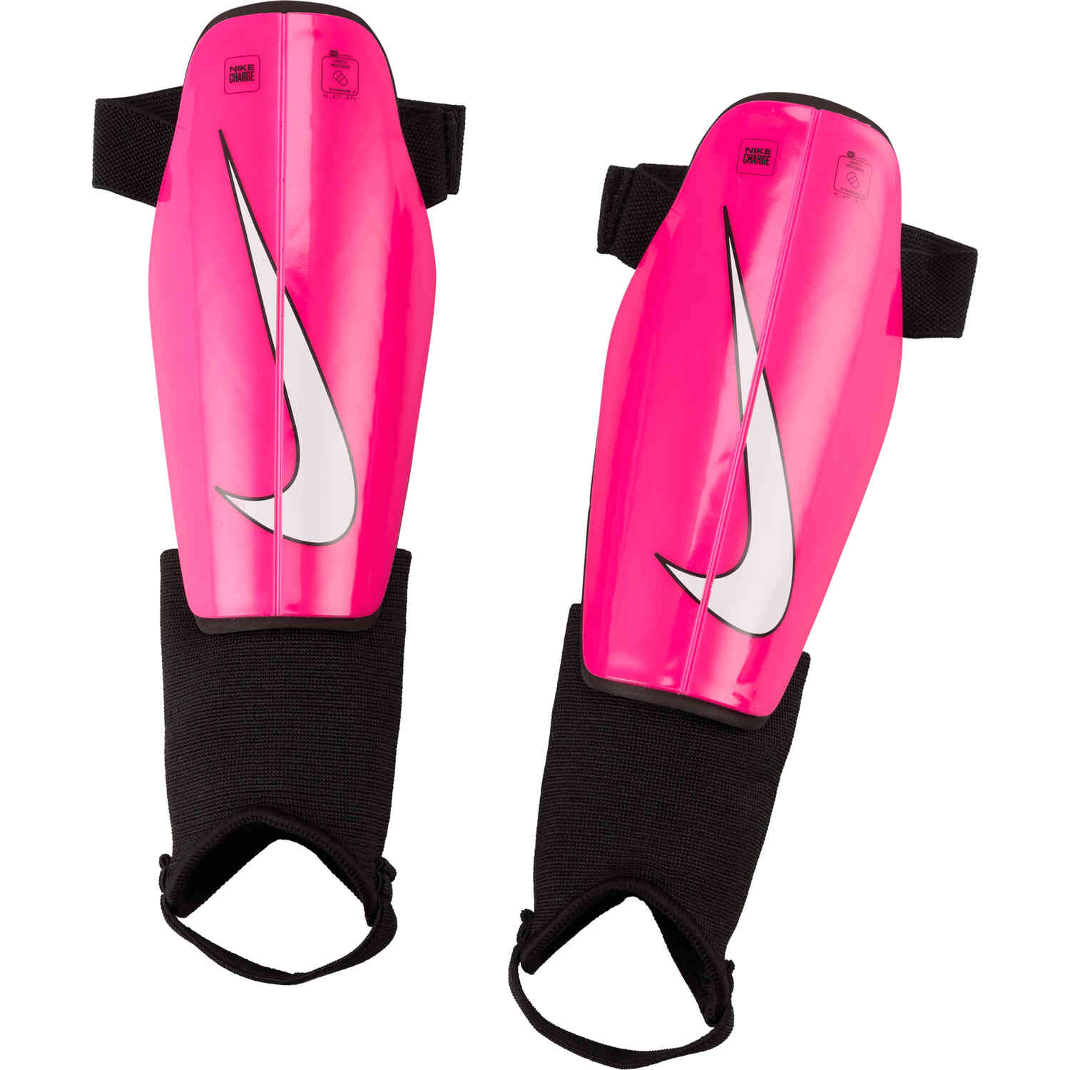 Kids Nike Charge Charge Shin Guards - Fierce Pink & Black With White 