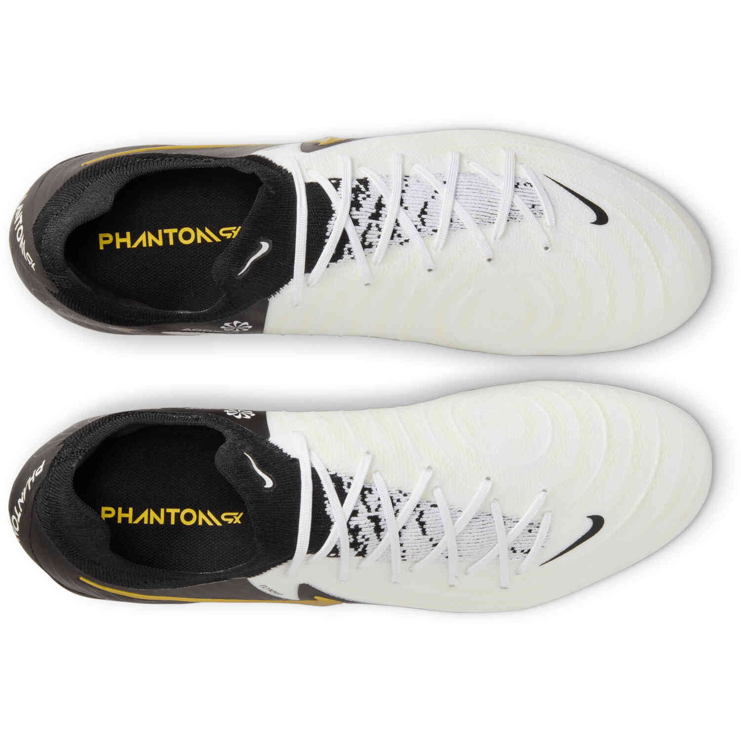 Nike Phantom GX II Pro FG - White & Black-Mtlc Gold Coin - SoccerPro