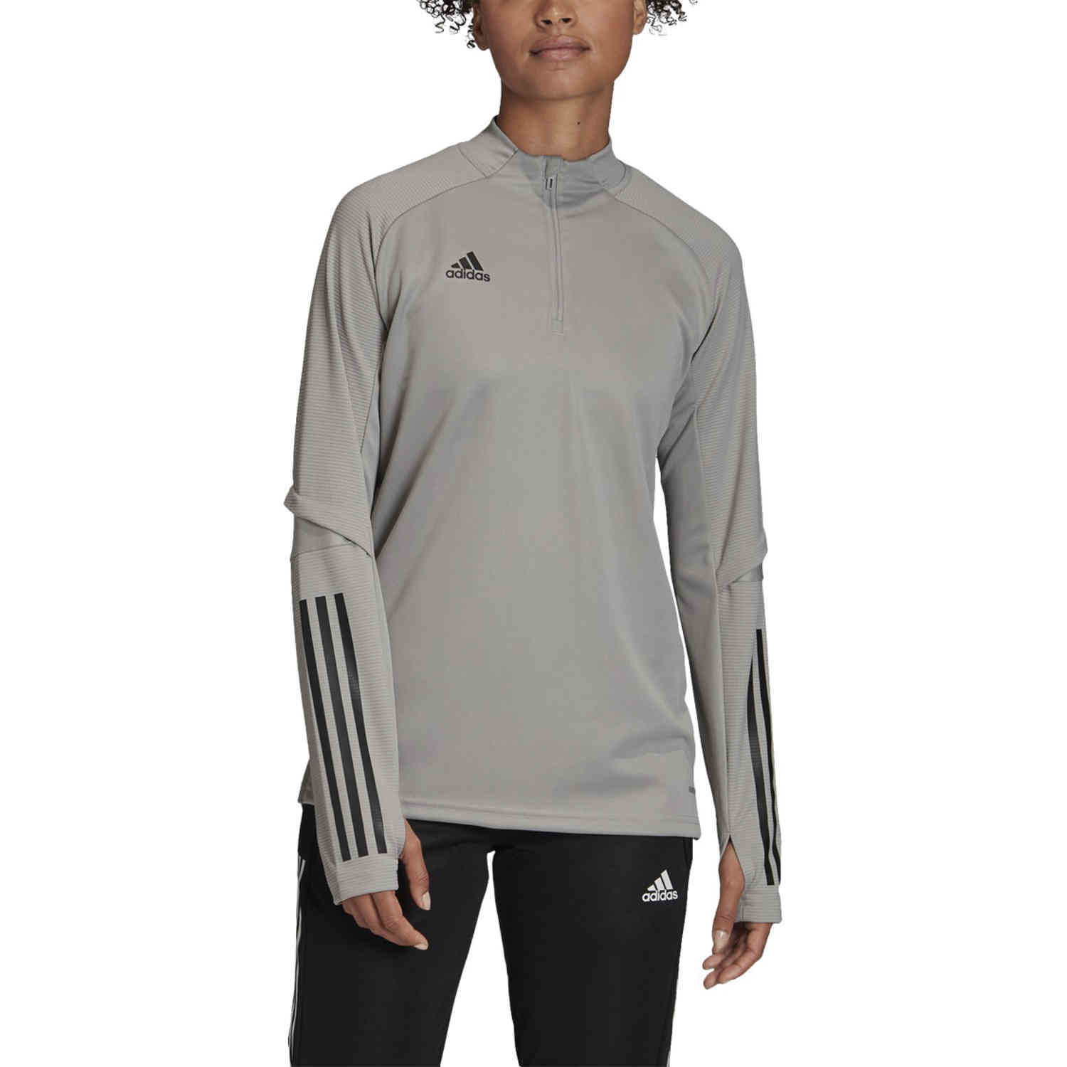 Womens adidas Condivo 20 1/4 zip Training Top - Team Mid Grey - SoccerPro