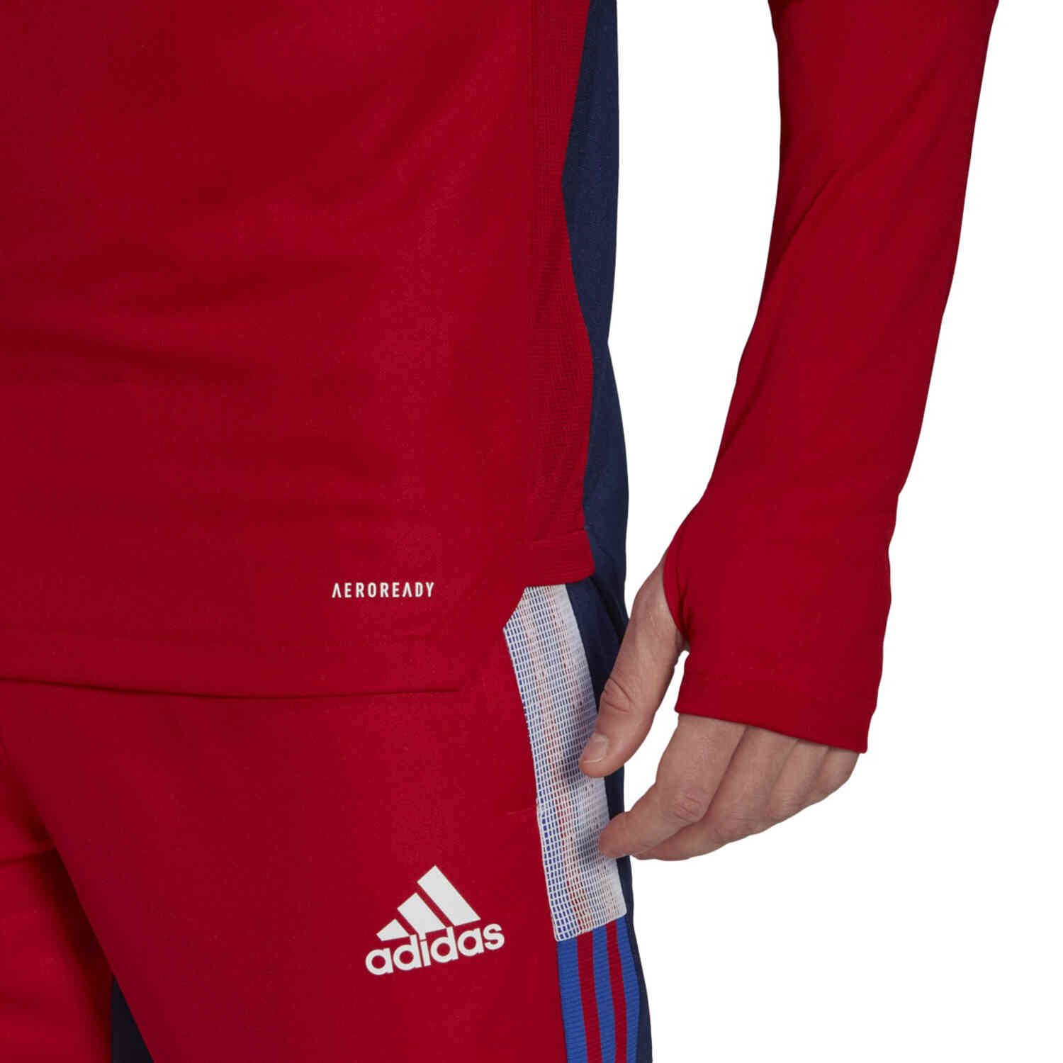 testigo Encadenar Resplandor adidas Human Race Bayern Munich 1/4 zip Training Top - FCB True Red/Dark  Blue - SoccerPro