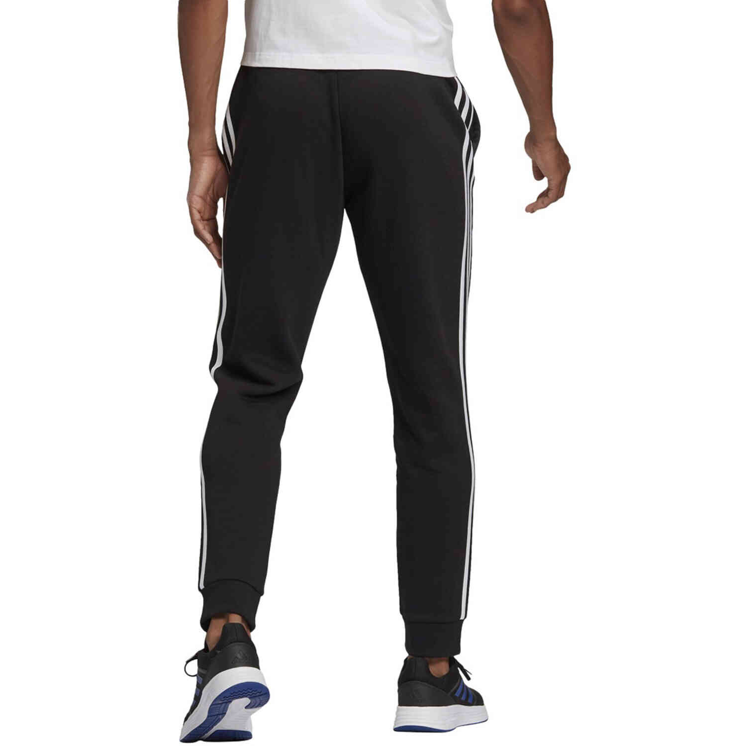 adidas Essentials Fleece Tapered Cuff Pants - Black/White - SoccerPro