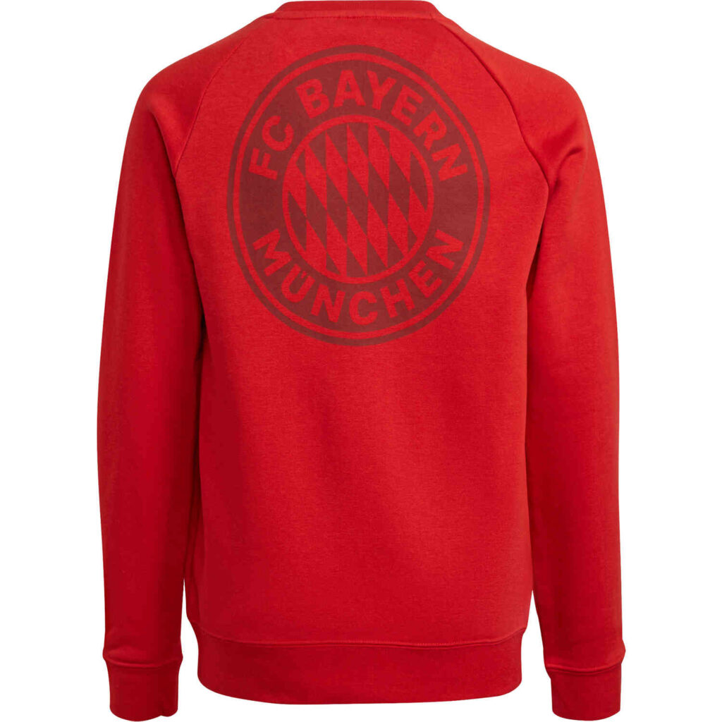 Kids Adidas Bayern Munich Crew Sweatshirt - FCB True Red - SoccerPro