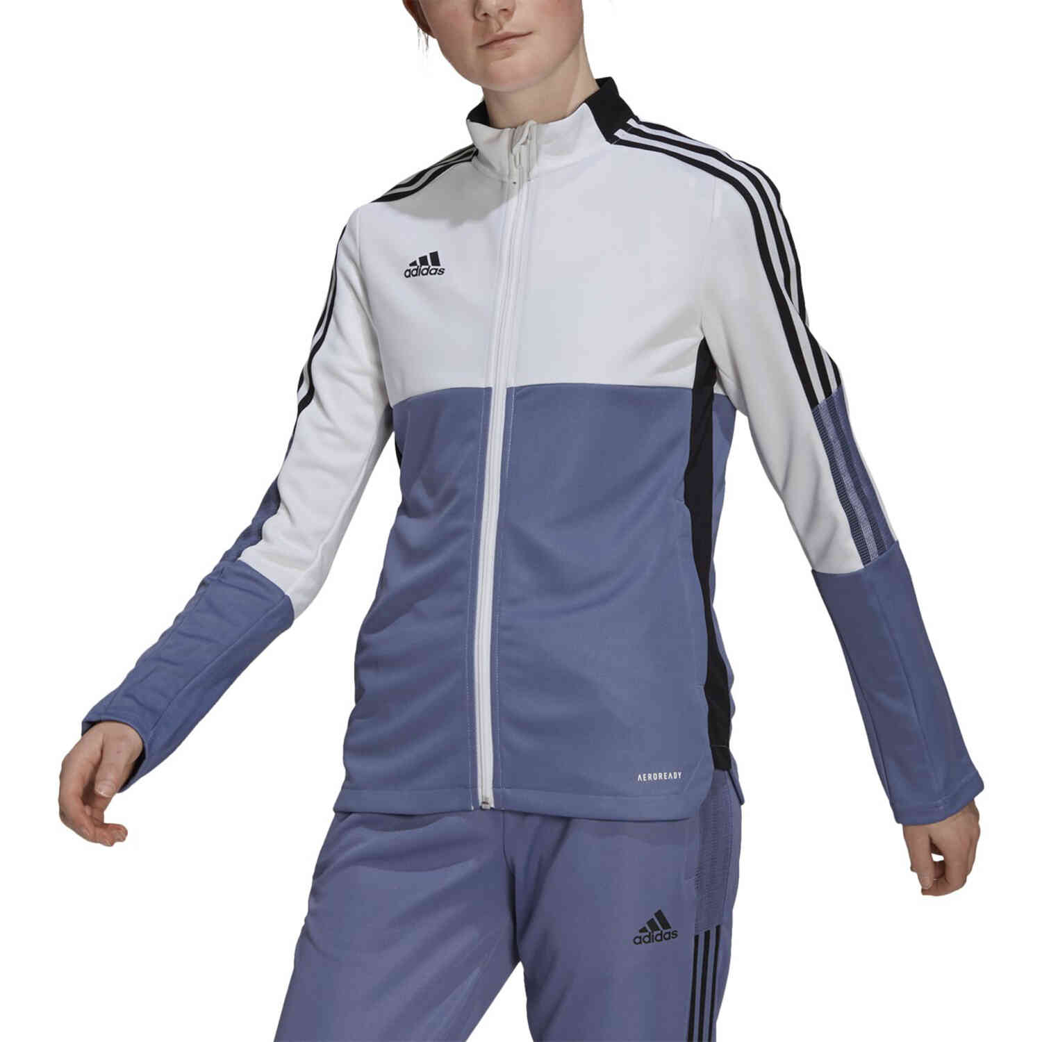 Womens adidas Tiro Track Jacket - White/Orbit Violet - SoccerPro