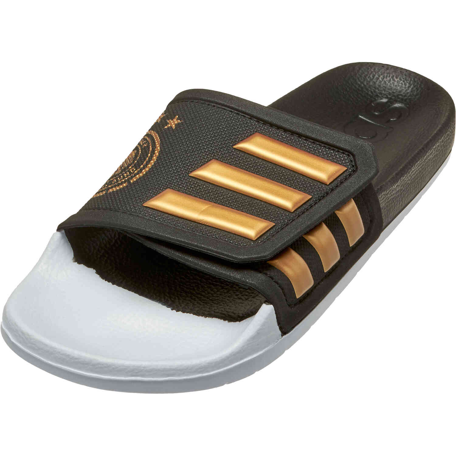 wetenschappelijk Prematuur Bruin adidas Germany Adilette TND Slides - Black & Tactile Gold Metallic with  White - SoccerPro