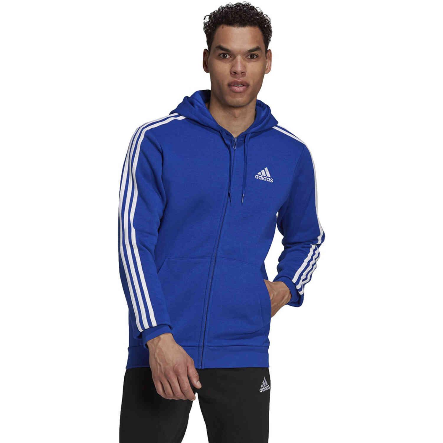adidas Essentials Fleece Full-zip Hoodie - Team Royal Blue/White - SoccerPro