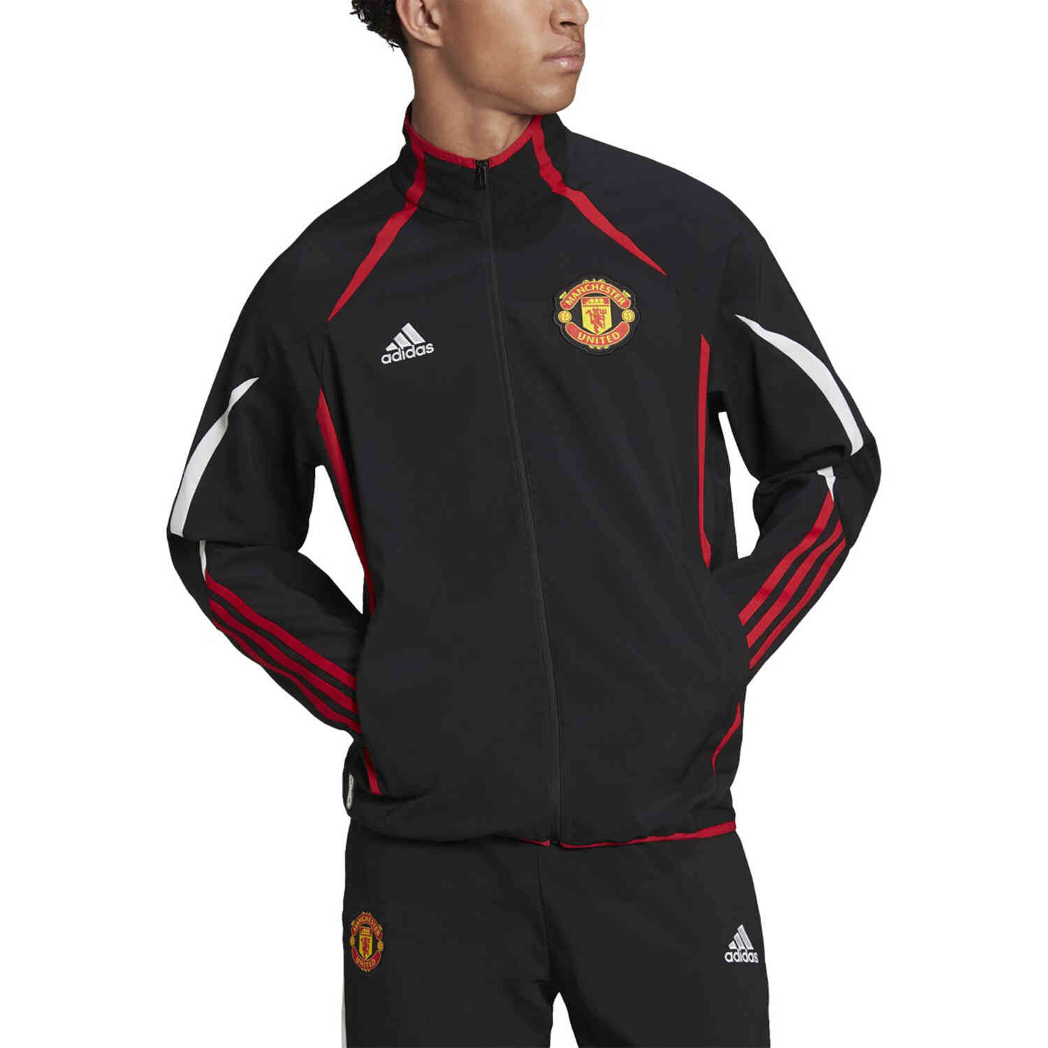 Deliberar longitud oferta adidas Manchester United Teamgeist Woven Jacket - Black - SoccerPro