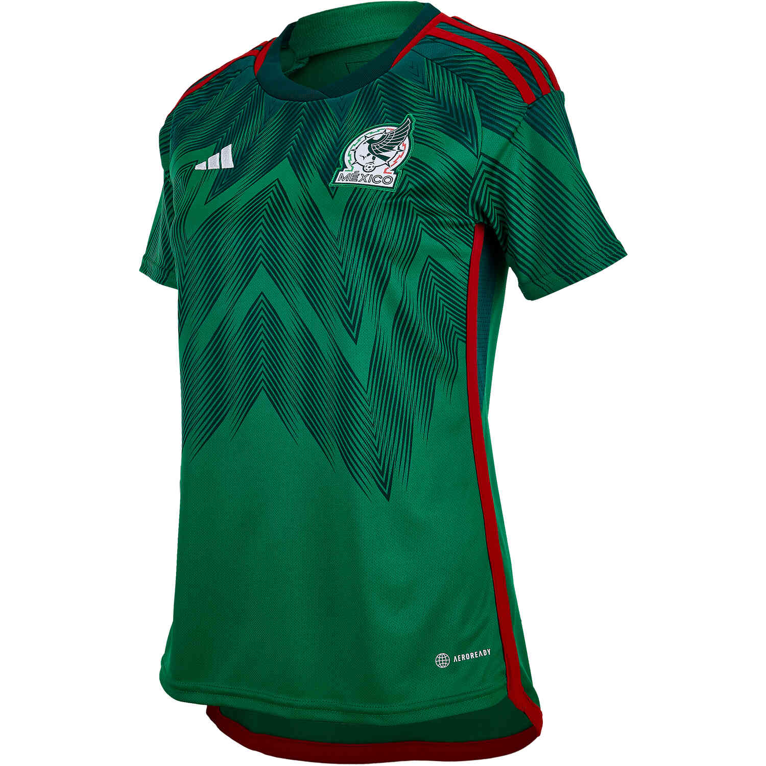 Mexico Soccer Futbol Jersey Green w/ White & Red Trim Flag Logo Shirt Mens  Large