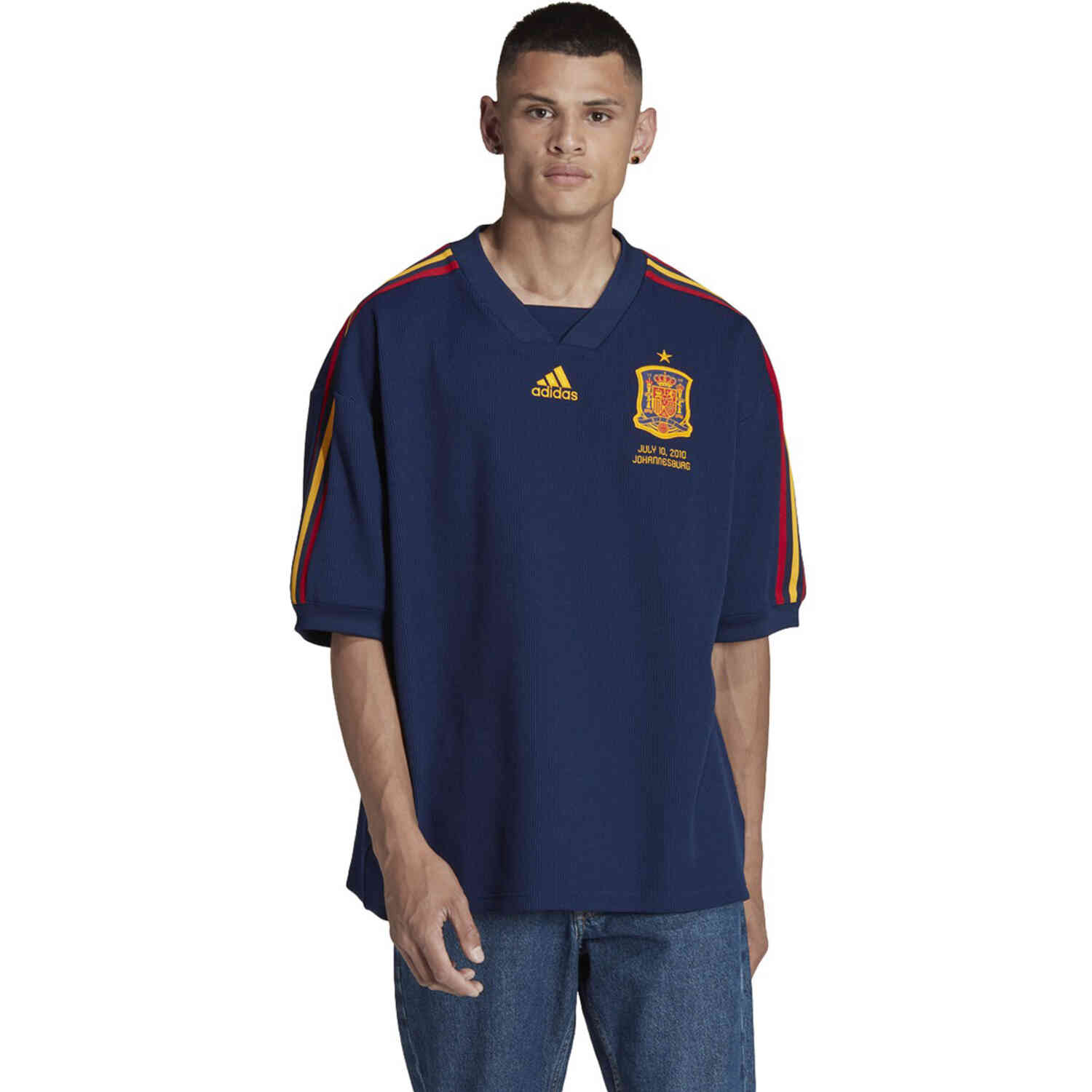 adidas Spain 3/4 Sleeve Lifestyle Jersey - Team Navy Blue - SoccerPro