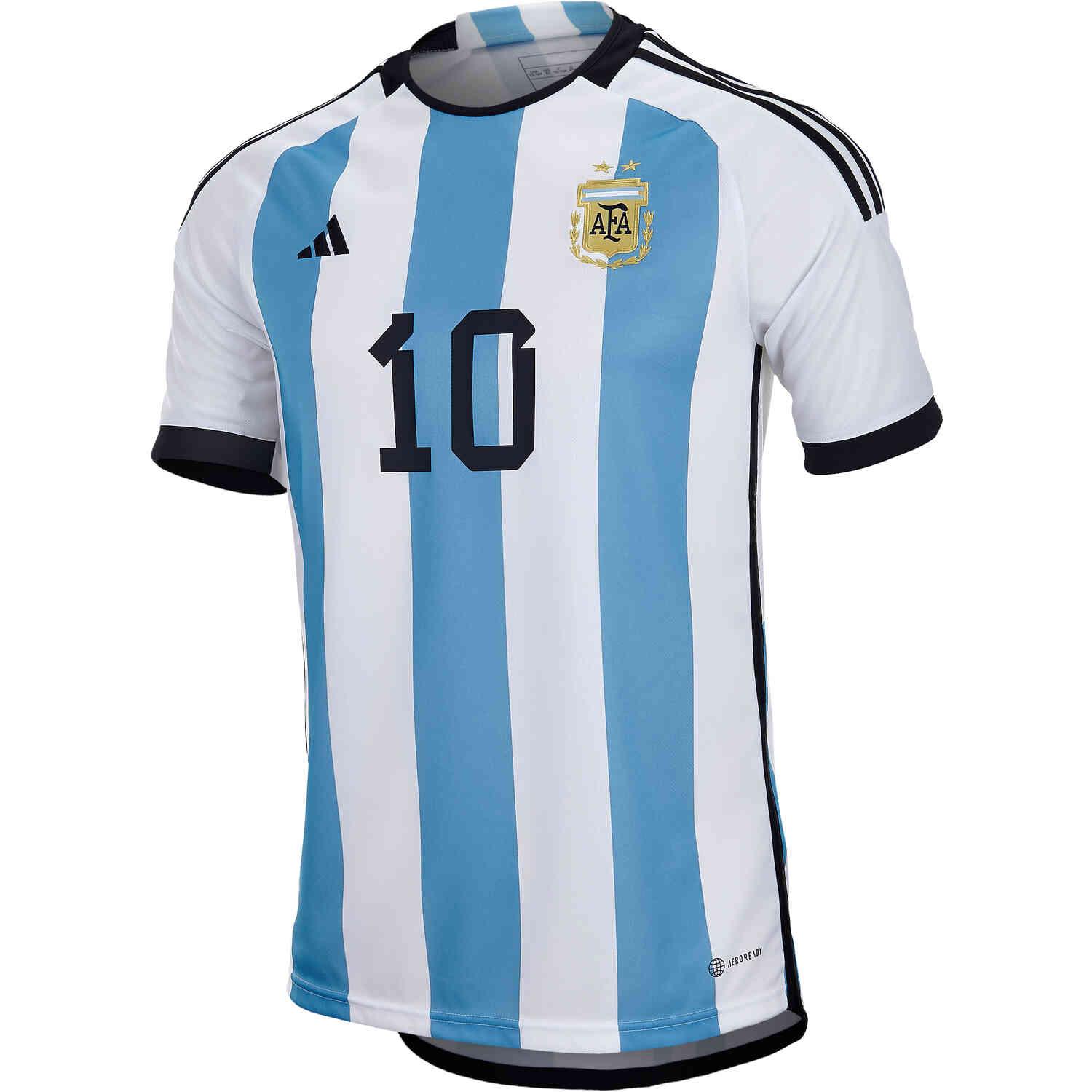 Lionel Messi Argentina 2022 World Cup Qatar Match Slim Fit Home Soccer ...