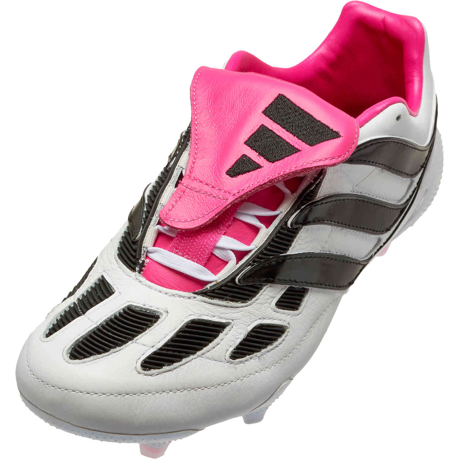 adidas Predator Precision+ FG Firm Ground Soccer Cleats - White & Black Team Shock Pink 2 - SoccerPro