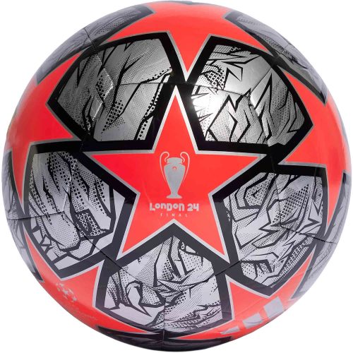 adidas UCL Club Soccer Ball - Silver Metallic & Solar Red with Black