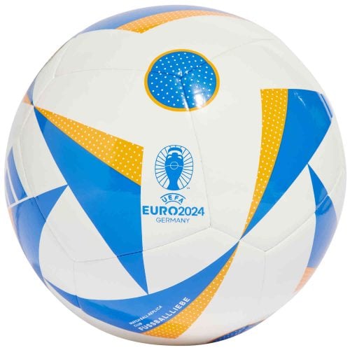 adidas Euro24 Club Ball Club Soccer Ball - White & Glory Blue with Lucky Orange