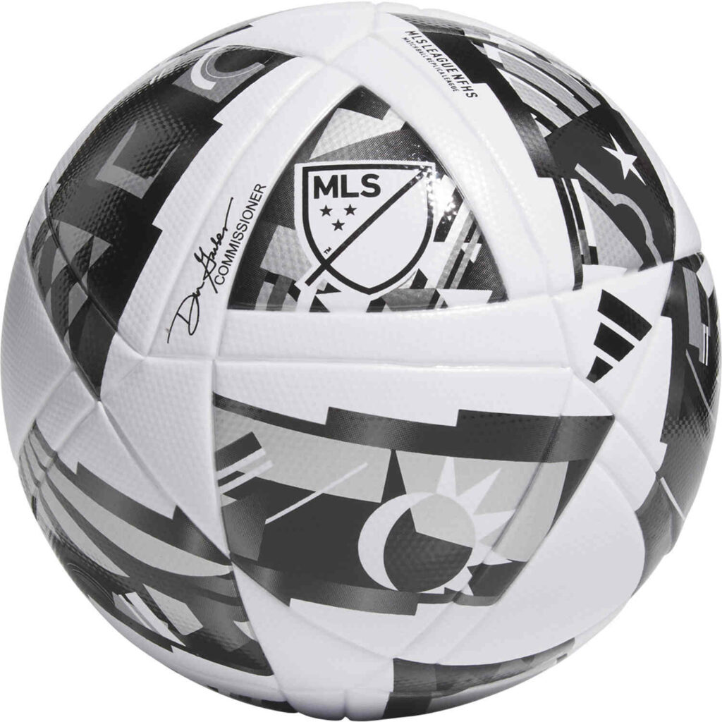 adidas MLS League NFHS Soccer Ball - White & Black with Silver Metallic ...