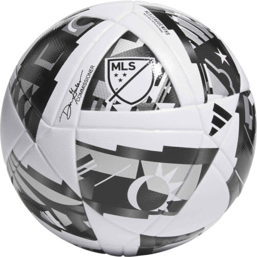 adidas MLS League NFHS Soccer Ball - White & Black with Silver Metallic