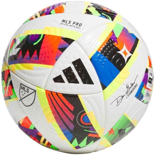 adidas Finale 22 Pro Official Match Soccer Ball - White & Silver Metallic  with Bright Cyan - SoccerPro