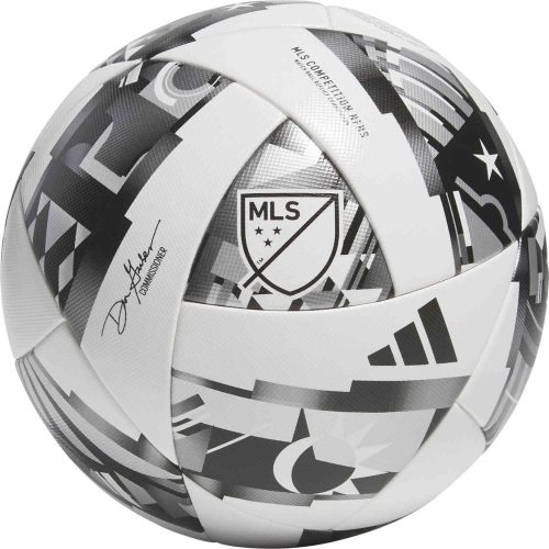 adidas MLS Soccer Ball Soccer Ball – White & Black with Silver Metallic